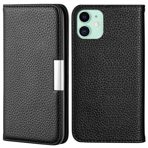 Full Protective Litchi Texture Metal Buckle Auto-absorbed Leather Case for iPhone 13 mini 5.4 inch - Black - 1