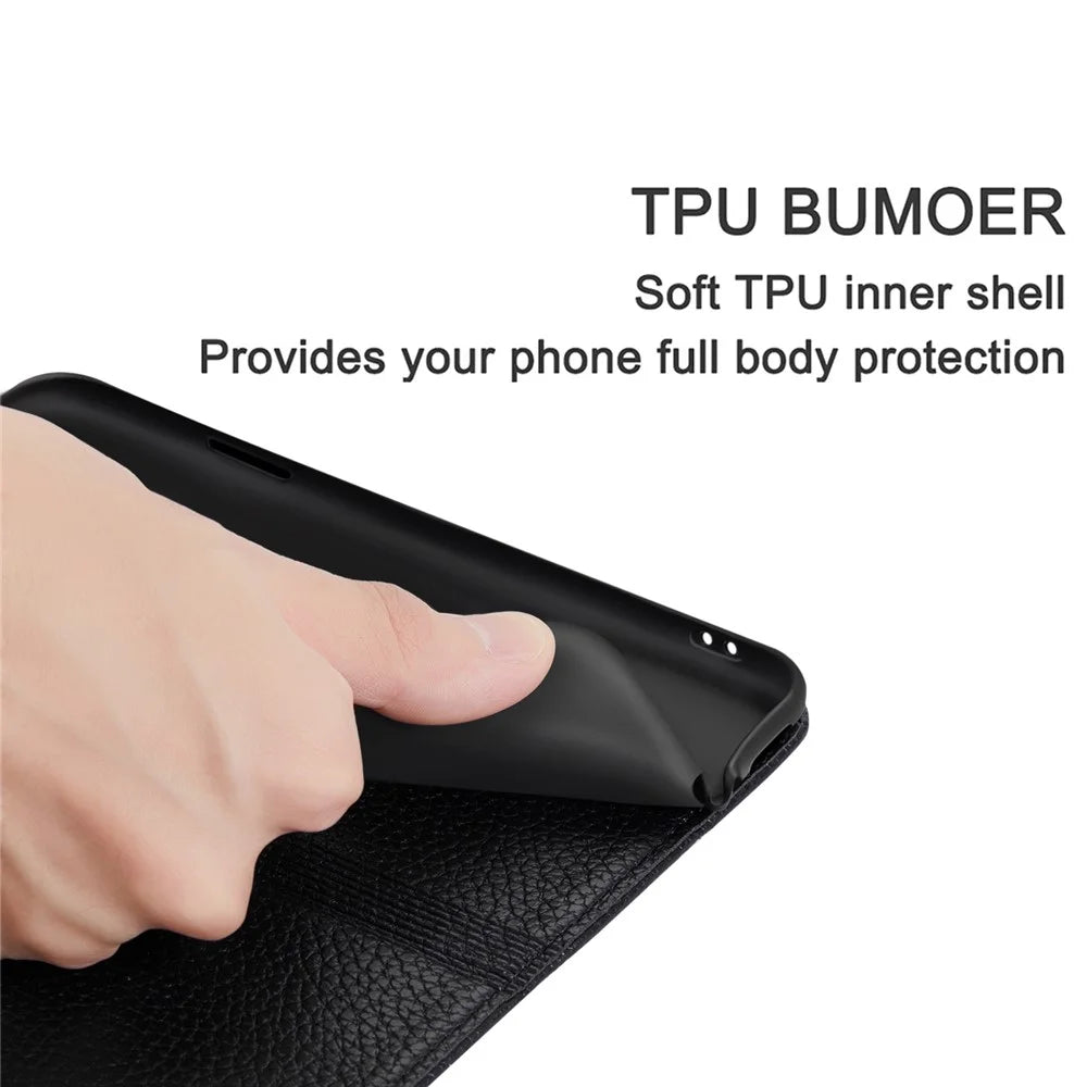 Full Protective Litchi Texture Metal Buckle Auto-absorbed Leather Case for iPhone 13 mini 5.4 inch - Black - 2