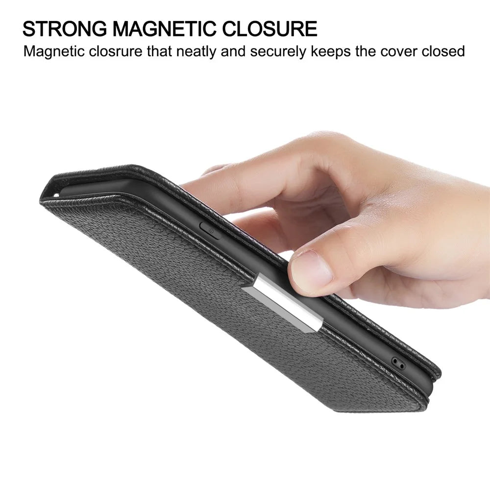 Full Protective Litchi Texture Metal Buckle Auto-absorbed Leather Case for iPhone 13 mini 5.4 inch - Black - 3