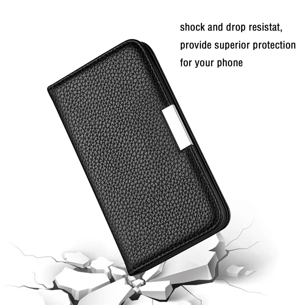 Full Protective Litchi Texture Metal Buckle Auto-absorbed Leather Case for iPhone 13 mini 5.4 inch - Black - 4