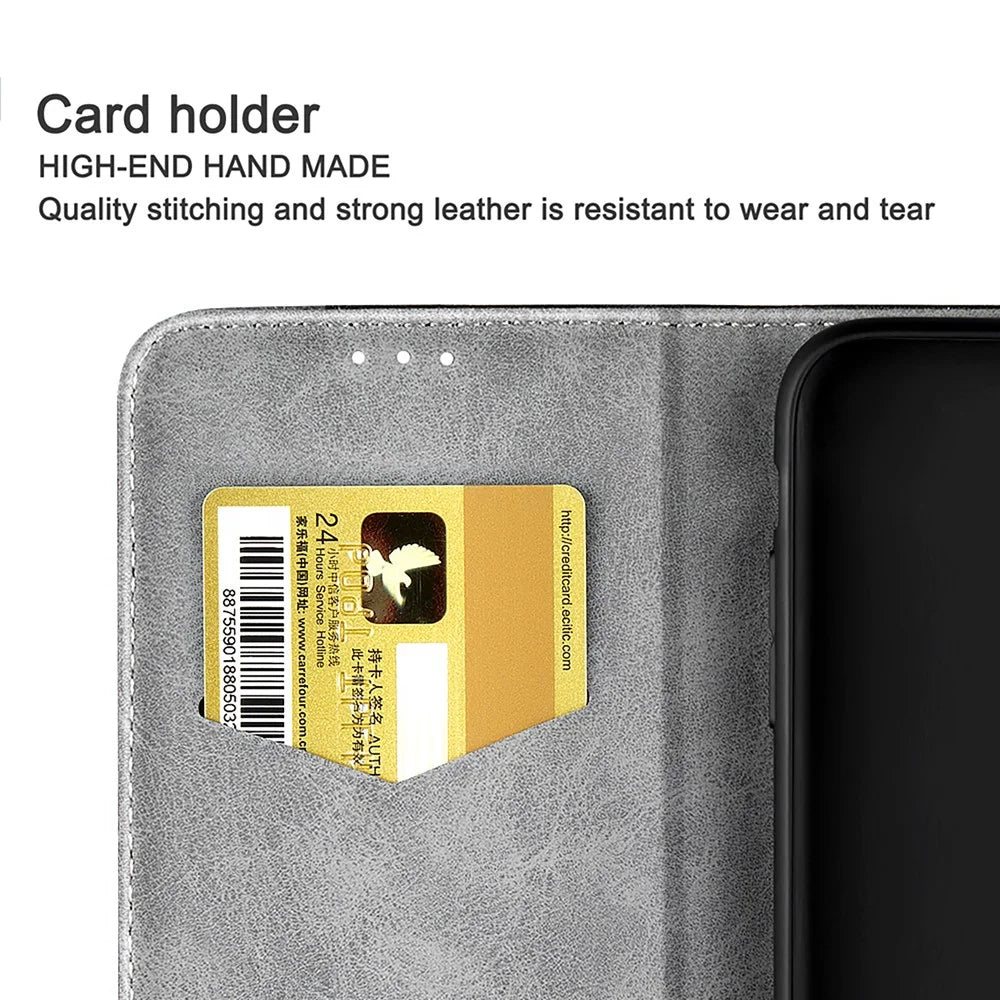 Color Splicing Folio Flip Business Style Leather Phone Case for iPhone 13 mini 5.4 inch - Grey - 2