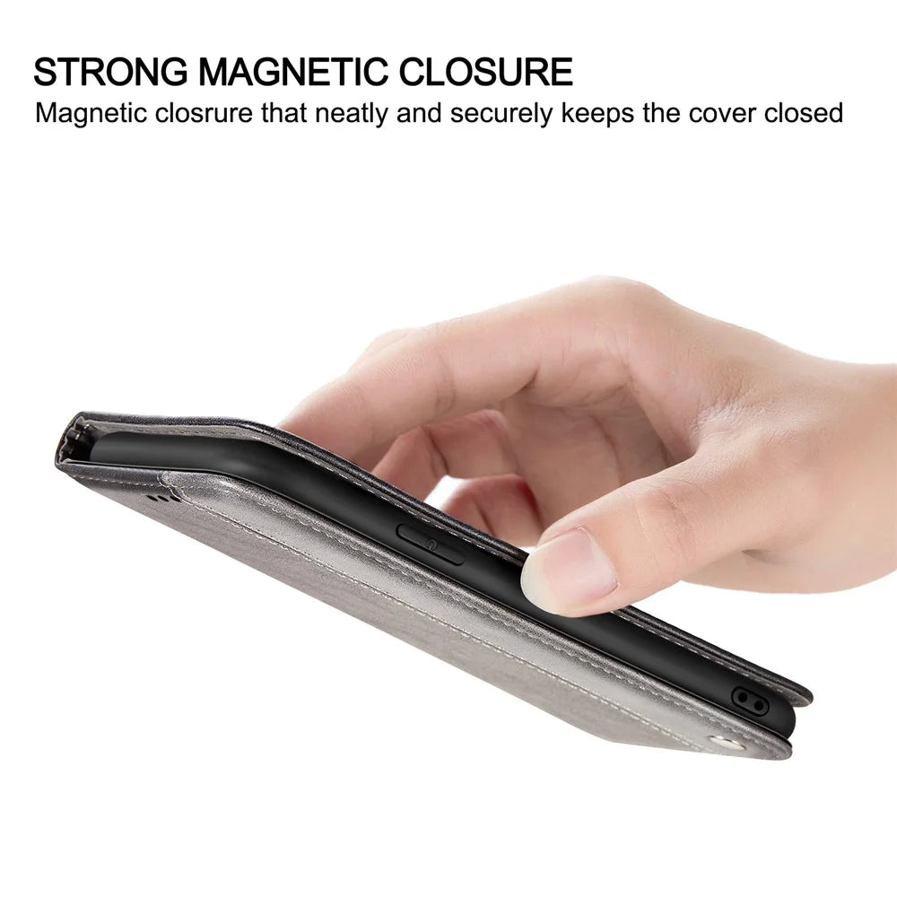 Color Splicing Folio Flip Business Style Leather Phone Case for iPhone 13 mini 5.4 inch - Grey - 4