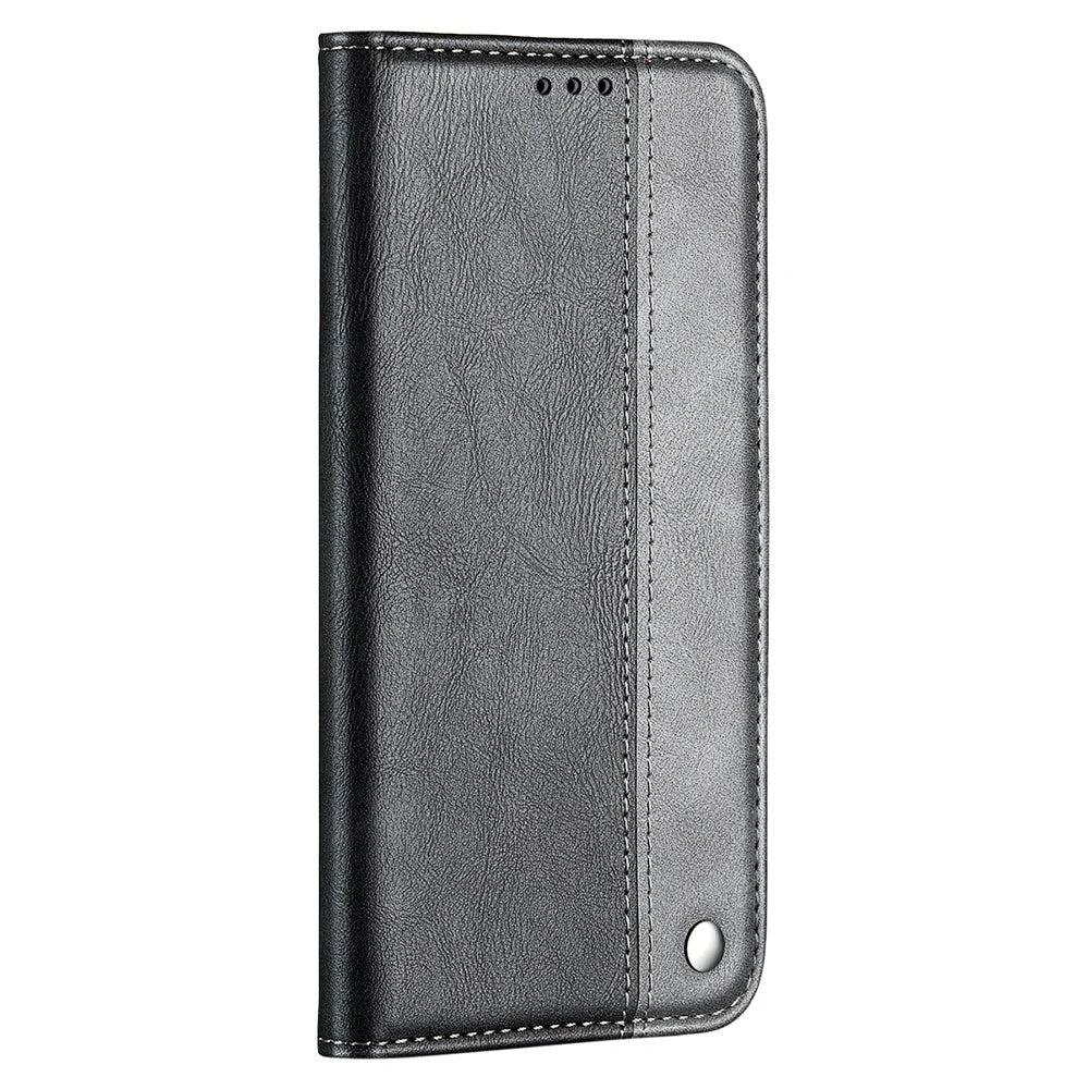 Color Splicing Folio Flip Business Style Leather Phone Case for iPhone 13 mini 5.4 inch - Grey - 6