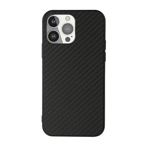 Full Protective Carbon Fiber Texture Leather Phone Back Cover for iPhone 13 Pro 6.1 inch - Black - 1