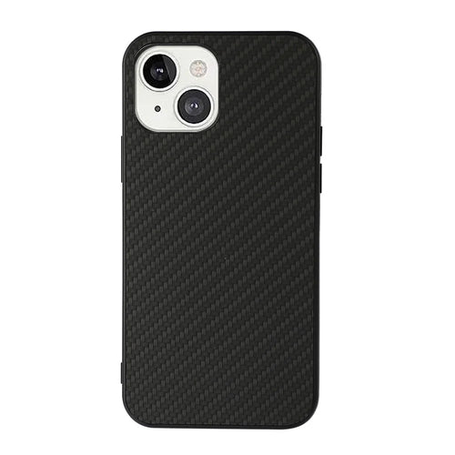 Well-protected Carbon Fiber Texture Leather Phone Back Cover for iPhone 13 6.1 inch - Black - 1