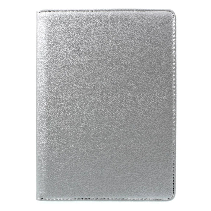 360 Degree Rotary Stand Litchi Grain Smart Leather Case for iPad Air 2 - Silver - 2