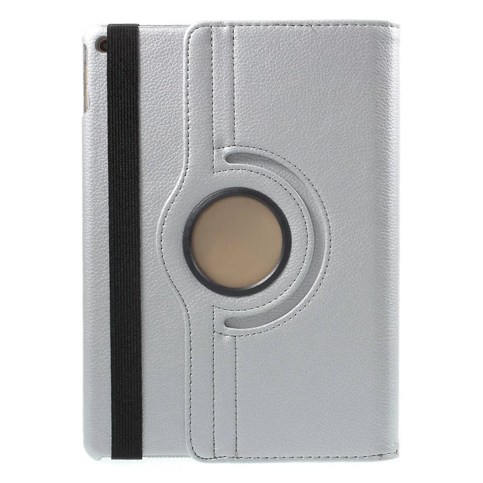 360 Degree Rotary Stand Litchi Grain Smart Leather Case for iPad Air 2 - Silver - 3