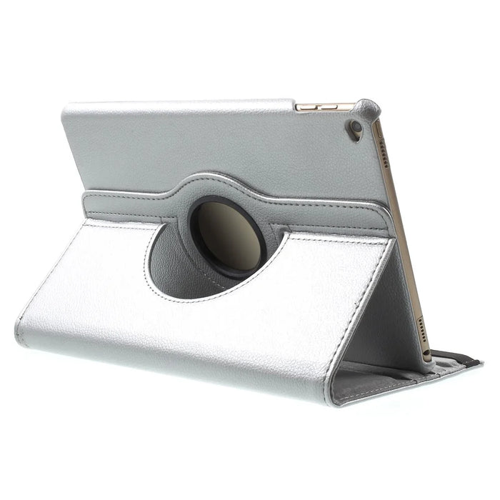 360 Degree Rotary Stand Litchi Grain Smart Leather Case for iPad Air 2 - Silver - 4