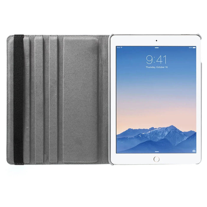 360 Degree Rotary Stand Litchi Grain Smart Leather Case for iPad Air 2 - Silver - 6