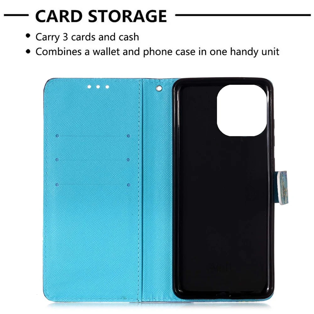 3D Pattern Printing Wallet Premium PU Leather Wallet Case Flip Folio Stand View Cover with Strap for iPhone 13 6.1 inch - Rainbow Wind Chimes - 5
