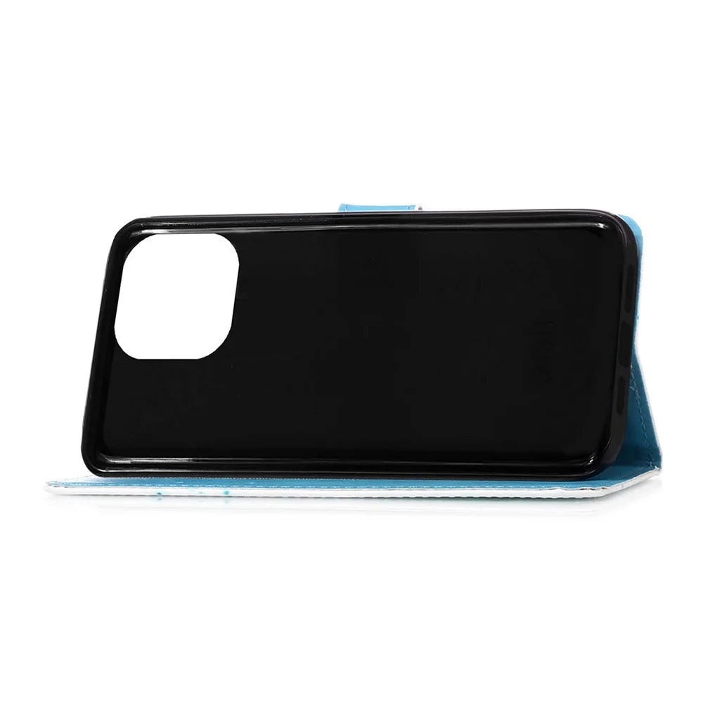 Pattern Printing Leather Case with Wallet Stand for iPhone 13 6.1 inch - Mandala Flower - 5