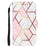Shockproof Stand Flip Folio Splicing Marble Pattern Leather Wallet Phone Cases with Wrist Strap for iPhone 13 6.1 inch - Pink/White - 2