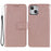 Imprinted Mandala Totem Pattern PU Leather Wallet Cover Slim Magnetic Shockproof Flip Case with Strap for iPhone 13 mini 5.4 inch - Rose Gold - 1