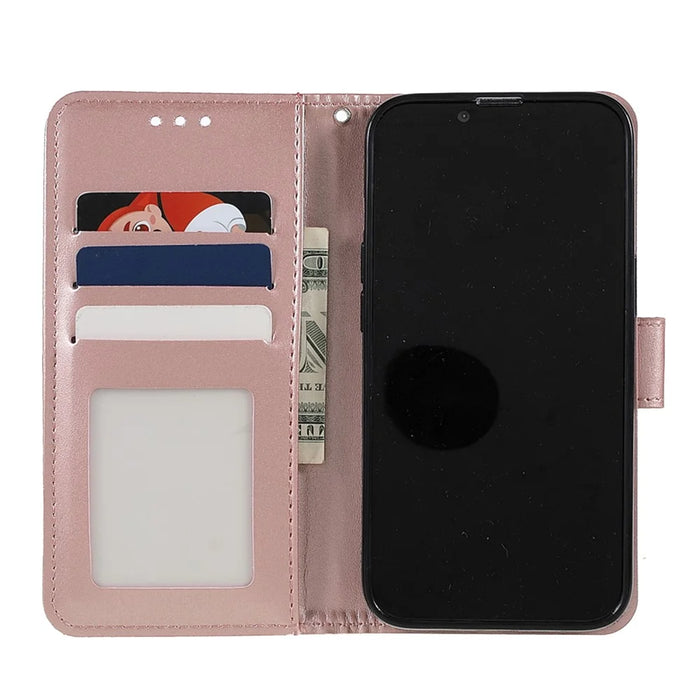 Imprinted Mandala Totem Pattern PU Leather Wallet Cover Slim Magnetic Shockproof Flip Case with Strap for iPhone 13 mini 5.4 inch - Rose Gold - 7