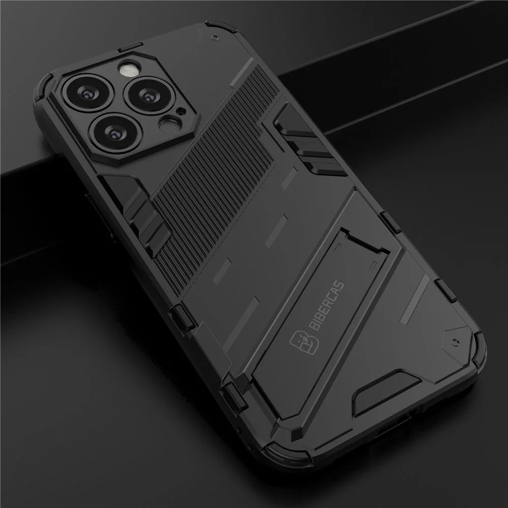 Military Grade Kickstand Hybrid Hard PC Soft TPU Shockproof Protective Case for iPhone 13 Pro Max 6.7 inch - Black - 7