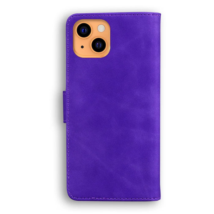 Pure Color Drop-resistant Leather Mobile Phone Cover Case for iPhone 13 6.1 inch - Purple - 4