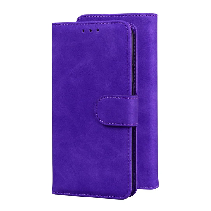 Pure Color Drop-resistant Leather Mobile Phone Cover Case for iPhone 13 6.1 inch - Purple - 7
