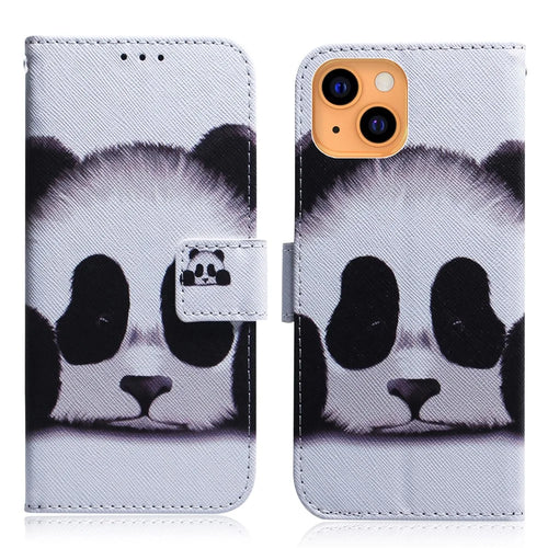 Pattern Printing PU Leather Wallet Shockproof Magnetic Folio Flip Book Cover for iPhone 13 mini 5.4 inch - Cute Panda - 1