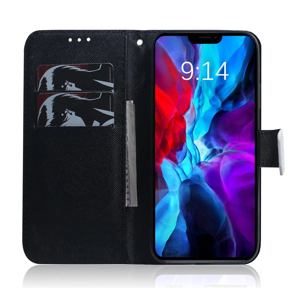 Pattern Printing PU Leather Wallet Shockproof Magnetic Folio Flip Book Cover for iPhone 13 mini 5.4 inch - Cute Panda - 4