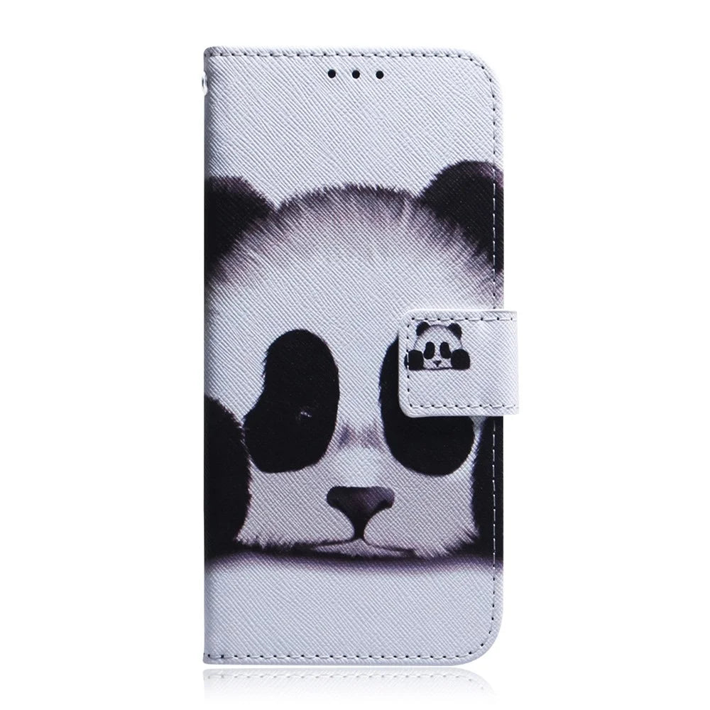 Pattern Printing PU Leather Wallet Shockproof Magnetic Folio Flip Book Cover for iPhone 13 mini 5.4 inch - Cute Panda - 6