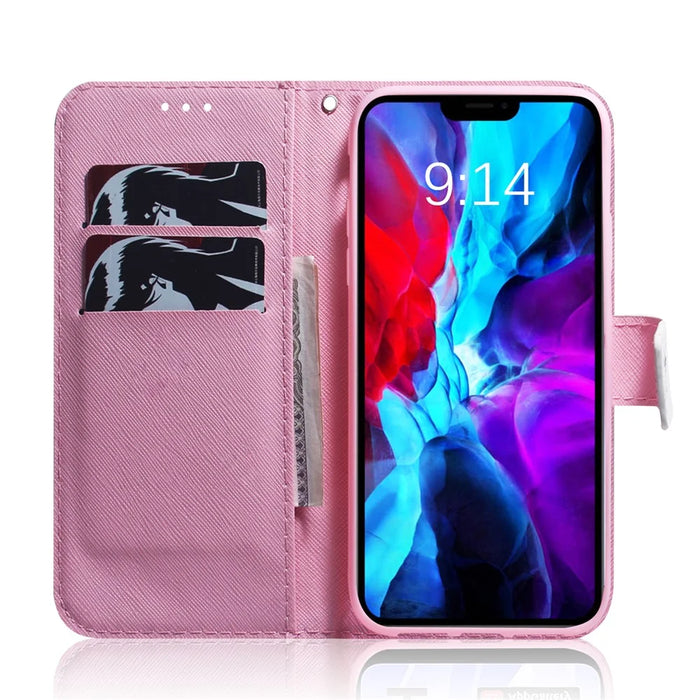 Pattern Printing PU Leather Wallet Leather Stand Folio Flip Protective Cover with Magnetic Closure for iPhone 13 6.1 inch - Lily - 5