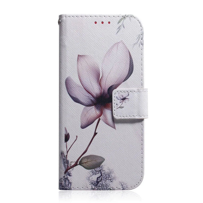 Pattern Printing PU Leather Wallet Leather Stand Folio Flip Protective Cover with Magnetic Closure for iPhone 13 6.1 inch - Lily - 6