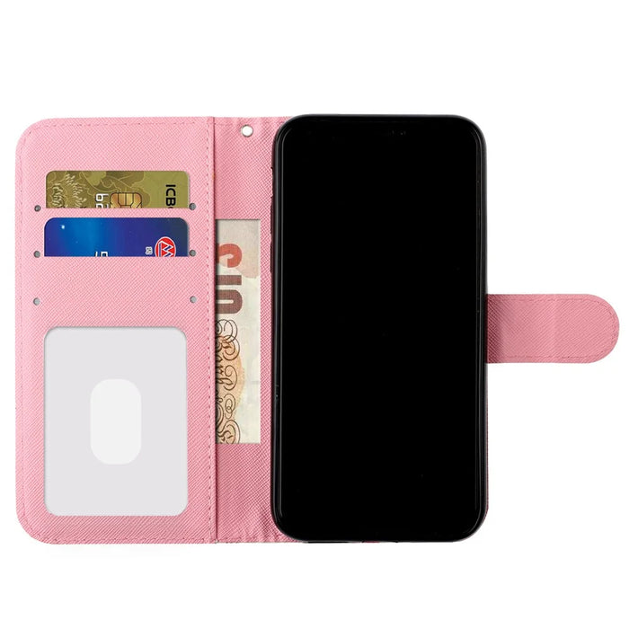 Anti-fall Pattern Printing Wallet Leather Phone Case Cover for iPhone 13 Pro Max 6.7 inch - Rose - 5