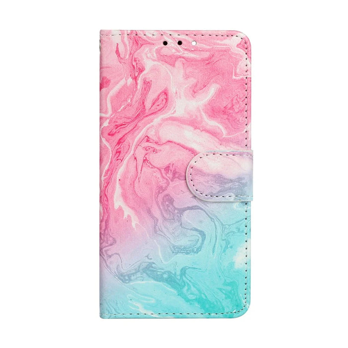 Pattern Printing PU Leather Wallet Design Phone Case Cover for iPhone 13 mini 5.4 inch - Pink Green - 2