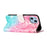 Pattern Printing PU Leather Wallet Design Phone Case Cover for iPhone 13 mini 5.4 inch - Pink Green - 4
