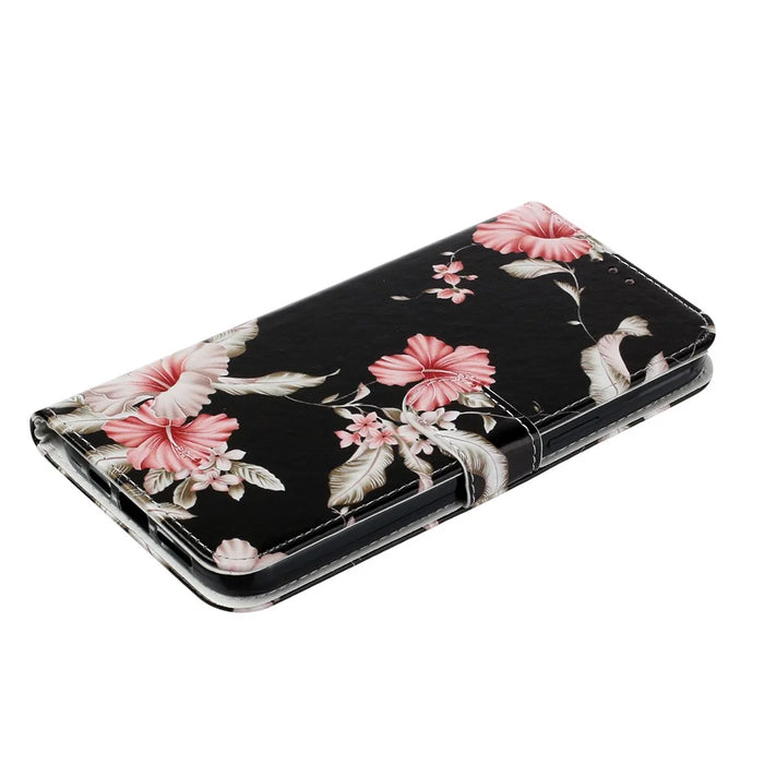 Pattern Printing Leather Wallet Stand Case Shell for iPhone 13 Pro Max 6.7 inch - Azalea - 5