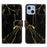 Pattern Printing PU Leather Cell Phone Protector Cover for iPhone 13 6.1 inch - Black Gold - 1