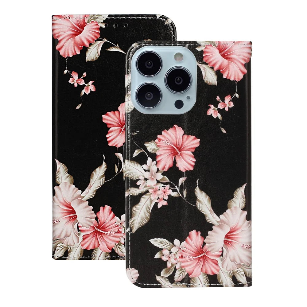 Pattern Printing Wallet Stand Phone Leather Case Cover for iPhone 13 Pro 6.1 inch - Azalea - 6