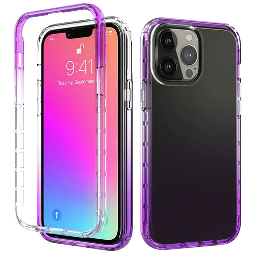 Transparent Gradient Color Clear TPU + PC Case for iPhone 13 Pro Max 6.7 inch - Purple - 1