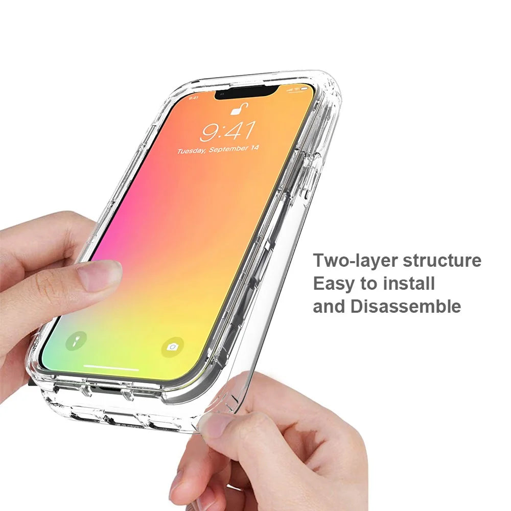 Drop-proof Transparent Gradient Color Clear TPU + PC Phone Shell for iPhone 13 6.1 inch - Blue - 2