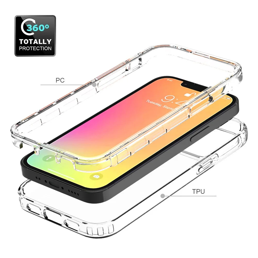 Drop-proof Transparent Gradient Color Clear TPU + PC Phone Shell for iPhone 13 6.1 inch - Blue - 5