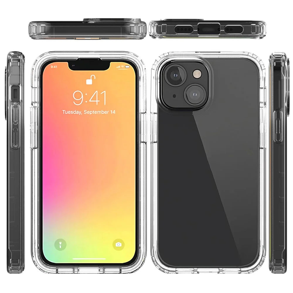 Drop-proof Transparent Gradient Color Clear TPU + PC Phone Shell for iPhone 13 6.1 inch - Blue - 6