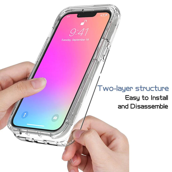 Transparent Anti-drop Gradient Color Clear TPU + PC Shell for iPhone 13 Pro 6.1 inch - Black - 2