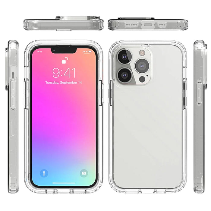Transparent Anti-drop Gradient Color Clear TPU + PC Shell for iPhone 13 Pro 6.1 inch - Black - 6