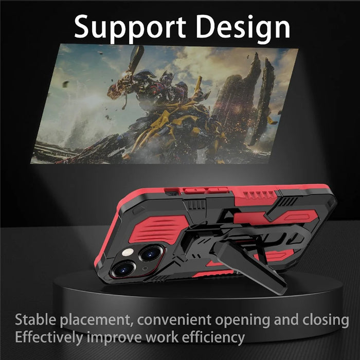 All-round Protective Back Clip Kickstand Design Phone Cover with Metal Sheet for iPhone 13 mini 5.4 inch - Red - 7