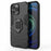 Well-protected 2-in-1 PC TPU Hybrid Cover Case with Ring Holder Kickstand for iPhone 13 Pro Max 6.7 inch - Black - 2