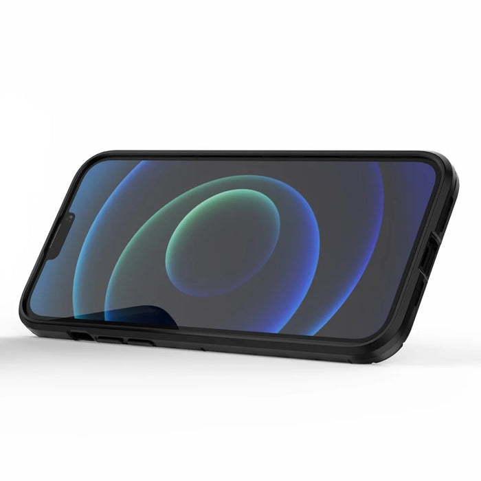 Well-protected 2-in-1 PC TPU Hybrid Cover Case with Ring Holder Kickstand for iPhone 13 Pro Max 6.7 inch - Black - 3