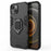 Anti-drop 2-in-1 PC TPU Hybrid Case with Ring Holder Kickstand for iPhone 13 6.1 inch - Black - 2