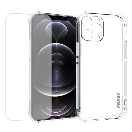 ENKAY HAT PRINCE Anti-Drop TPU Cover Case with Anti-slip Strip on the Side + Ultra Clear Tempered Glass Screen Film for iPhone 13 Pro Max 6.7 inch - 1