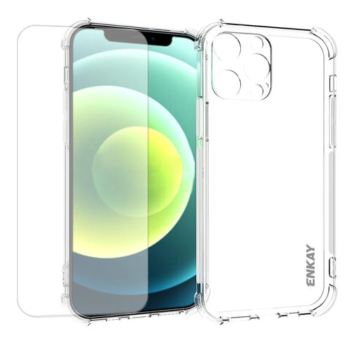 ENKAY HAT PRINCE Ultra Clear TPU Anti-Drop Cover Case with Anti-slip Strip on the Side + Tempered Glass Film for iPhone 13 Pro 6.1 inch - 1