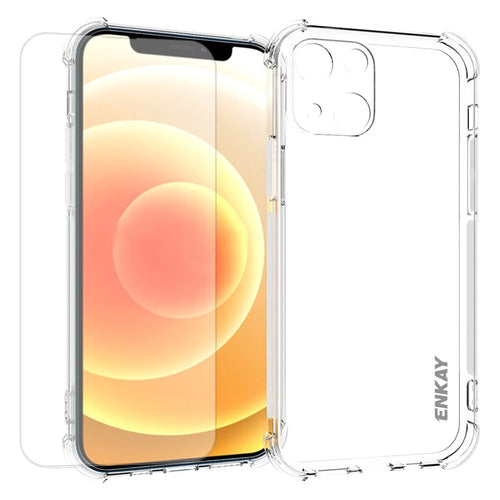 ENKAY HAT PRINCE Transparent TPU Cover Case with Anti-slip Strip on the Side + 0.26mm 9H 2.5D Tempered Glass Screen Film for iPhone 13 6.1 inch - 1