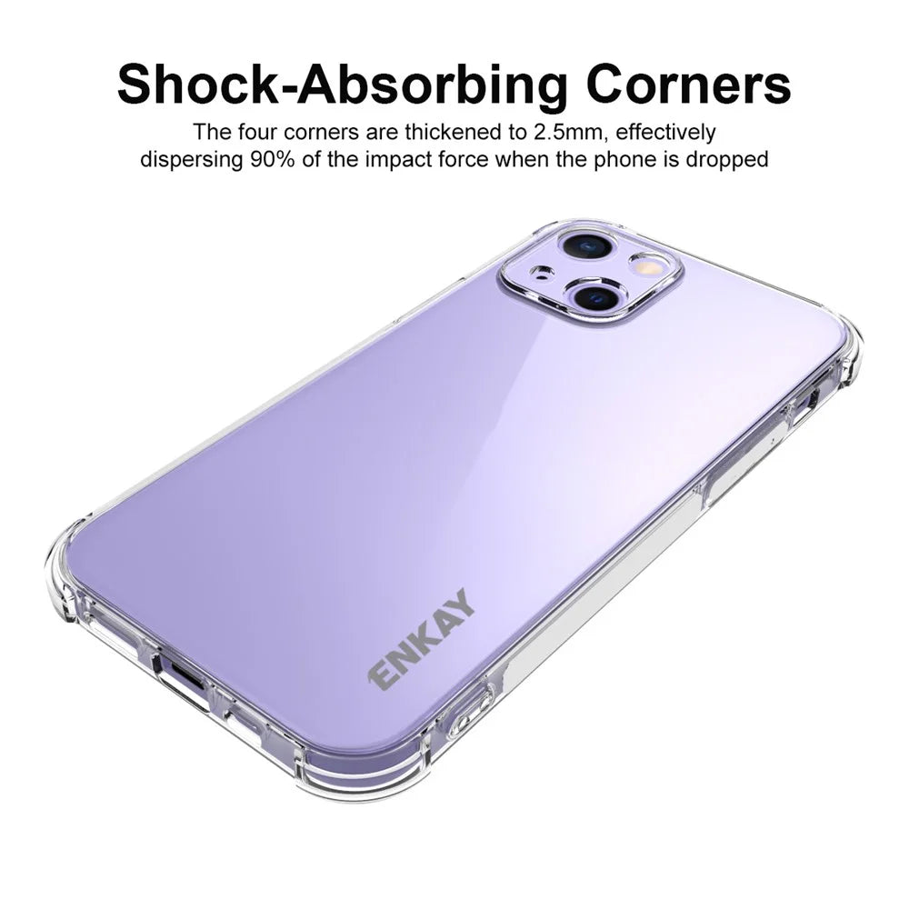 ENKAY HAT PRINCE Four Corner Cushions TPU Cover Case + 9H Hardness Tempered Glass Screen Film for iPhone 13 mini 5.4 inch - 2