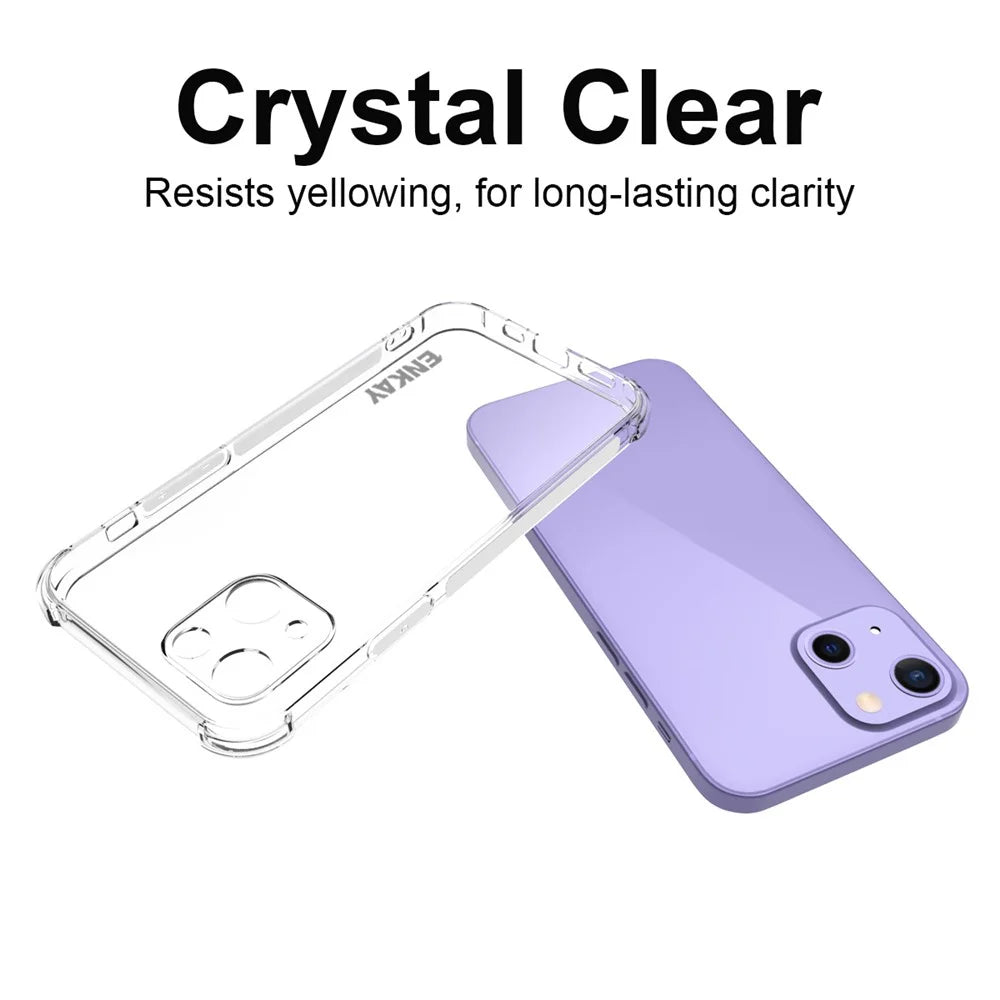 ENKAY HAT PRINCE Four Corner Cushions TPU Cover Case + 9H Hardness Tempered Glass Screen Film for iPhone 13 mini 5.4 inch - 5