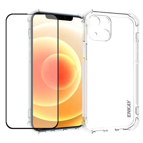 ENKAY HAT PRINCE Anti-Drop Corners Design TPU Cover Case + Full Glue Tempered Glass Screen Film for iPhone 13 6.1 inch - 1