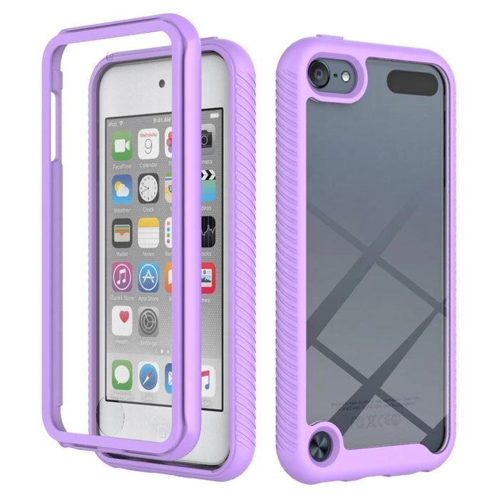 Full Coverage PC + TPU Hybrid Case Phone Shell with PET Screen Protector for iPod Touch (2019)/ 6/5 - Purple - 1