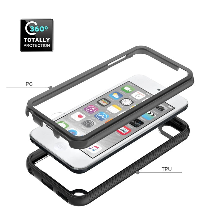 Full Coverage PC + TPU Hybrid Case Phone Shell with PET Screen Protector for iPod Touch (2019)/ 6/5 - Purple - 5